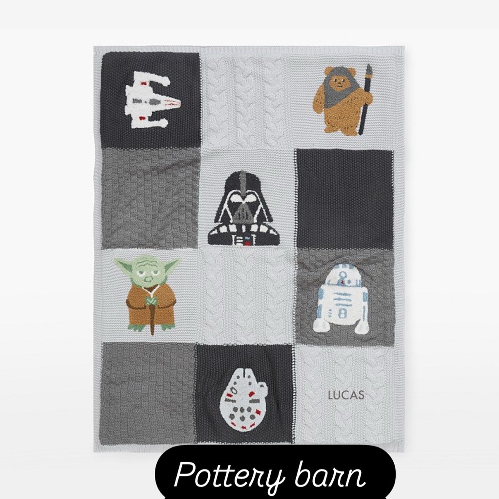 Pottery Barn Star Wars Knit Throw Blanket - Gray and Black